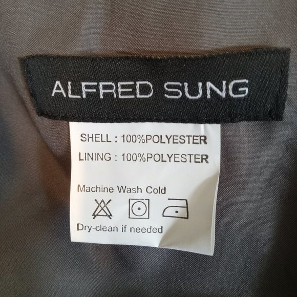 Alfred Sung Women's Cap Sleeve Gown Dress Size 6 Caviar Gray Sateen Twill D779 - Picture 8 of 9